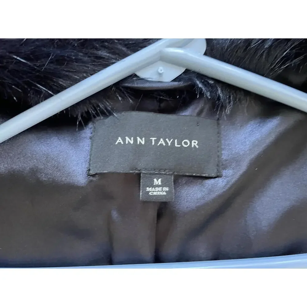 Ann Taylor Soft Faux Fur Jacket Coat Blue Medium - Picture 7 of 9